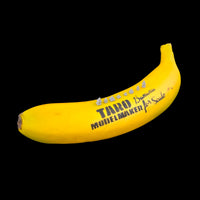 alt="short round resin spikes on banana for scale"
